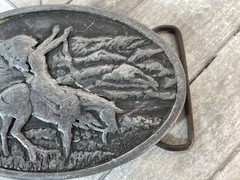Bergamot Brass Works 1977 Belt Buckle American Indian On Horse