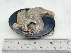 Flying Eagle Belt Buckle Eagle Head 3-D Blue Enamel Ltd Ed 1990 Siskiyou Rare