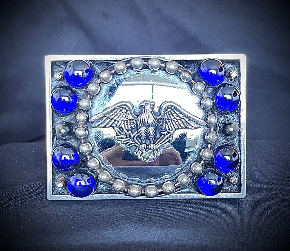 Eagle Americana Industrial Mirror Blue Balls Belt Buckle OOAK Darren McNeese