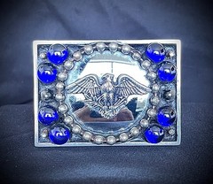 Eagle Americana Industrial Mirror Blue Balls Belt Buckle OOAK Darren McNeese