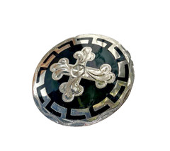 Western Mens Belt Buckle 3.25 x 3.25 in Southern Cross Cowboy Black Silver 1.5