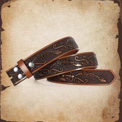 JASGOOD Western Leather Belt Strap for Fits waist size 31&Prime;-35&Prime;, C-dark Brown