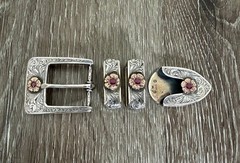 Clint Orms 14k Gold + Ruby belt buckle Set