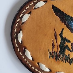 Vtg. Leather Belt Buckle with Mallard Duck [39]