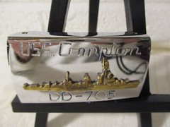 USS. COMPTON DD-705 METAL & BRASS NAVAL BELT BUCKLE