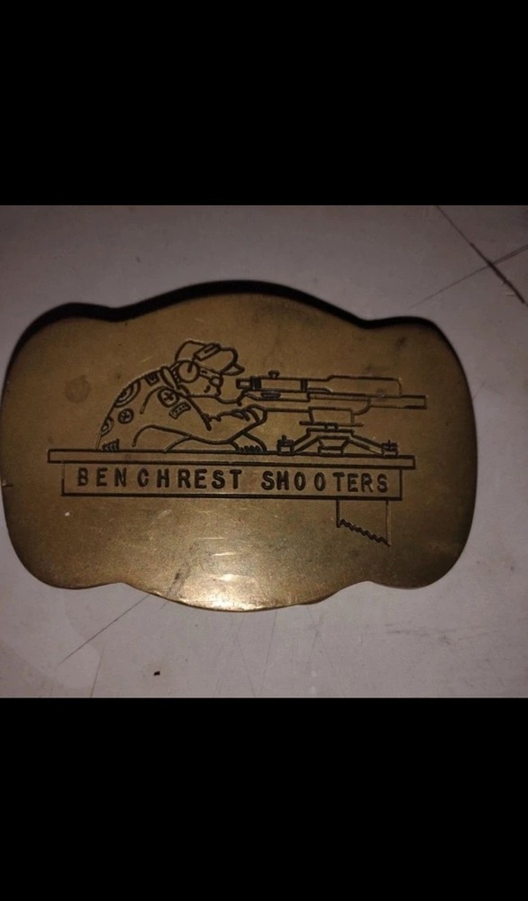Men&rsquo;s Gold Metal Western Belt Buckle Oval Engraved Benchrest Shooters