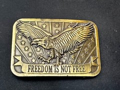 Freedom is Not Free Flying Eagle Stars Stripes Patriot 2014 Sponsor Belt Buckle