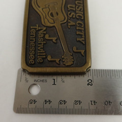 Vintage Nashville Tennessee Music City USA Belt Buckle Guitar Music Notes Brass