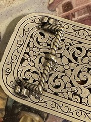 Rhinestone Belt Buckle Rectangle Floral Silver Bling Filigree Accents