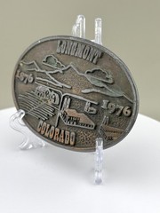 1976 Longmont Colorado Centennial Belt Buckle Rocky Mountains Statehood Era