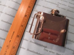Vintage ~ Belt Buckle Flask with Gun/Pistol Design ~