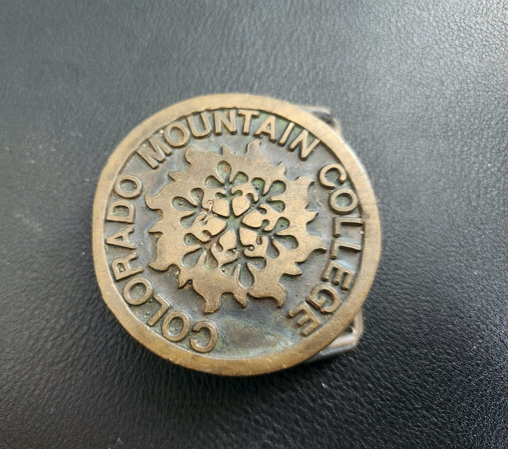 Solid Bronze – Colorado Mountain College Belt Buckle Silversmiths Vail, CO RARE
