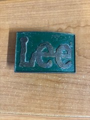 Vintage Lee Jeans Retro Belt Buckle Detailed Brass Green Accent