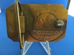 Vintage Reproduction Brass Tiffany Studio Steam Train Locomotive Belt Buckle