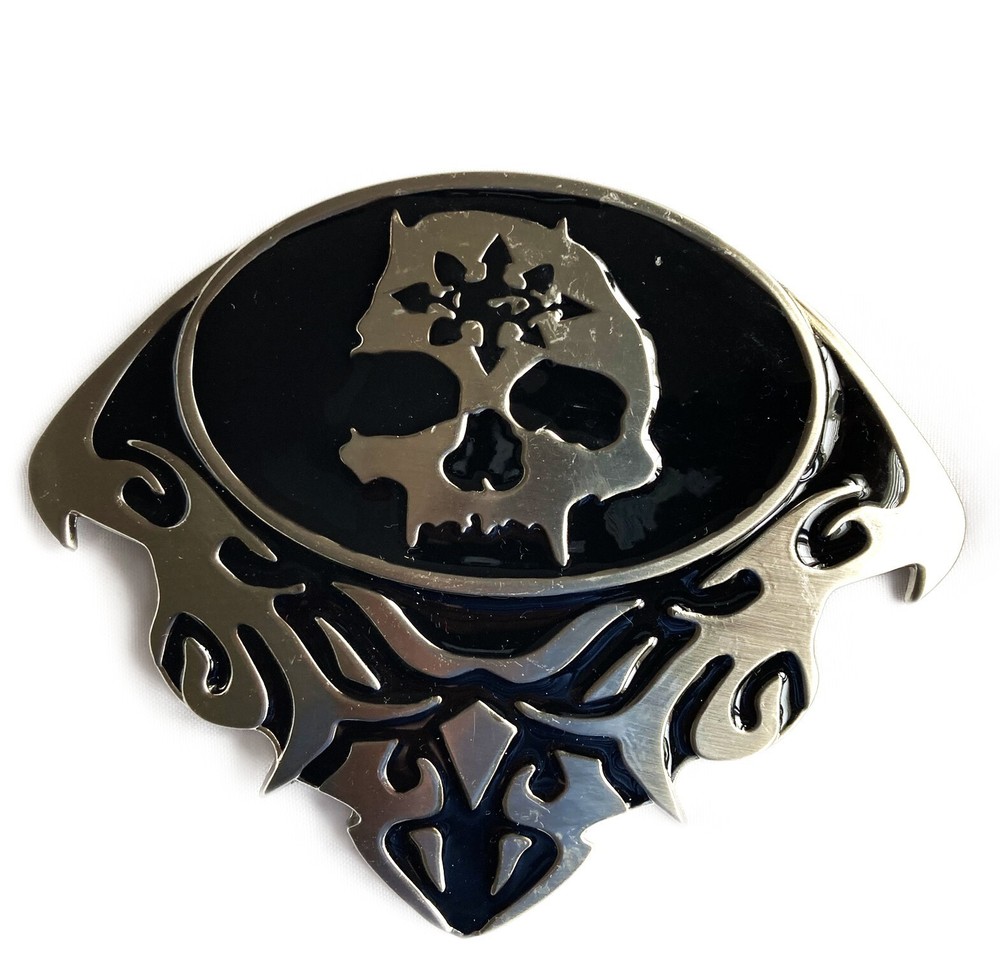 Skull Belt Buckle 5 inche Wide Mens Womens Punk Biker Silver Black