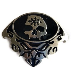 Skull Belt Buckle 5 inche Wide Mens Womens Punk Biker Silver Black