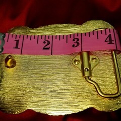 Western belt buckle 3.5 X 4 inches gold red for 2&Prime; belt zinc alloy bling
