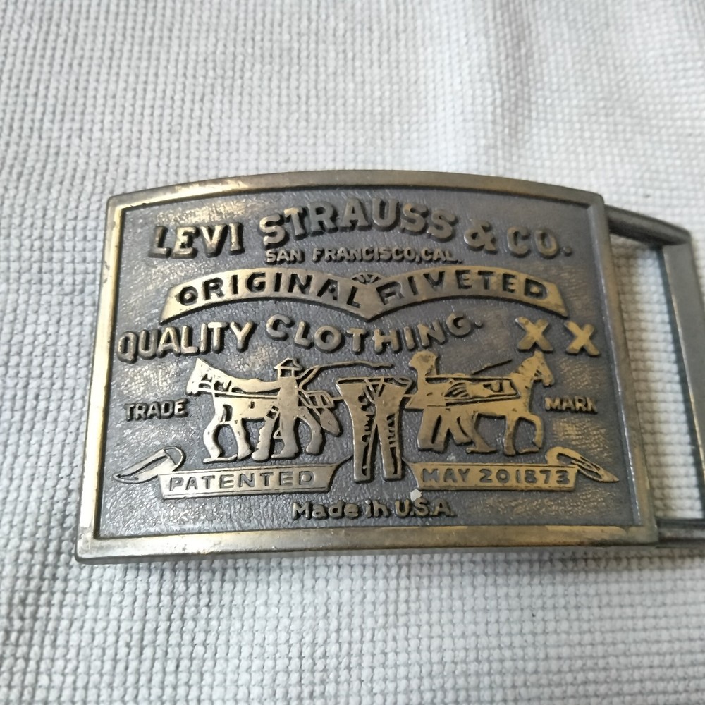 Vintage Levi Strauss & Co.Original Riveted Brass Belt Buckle Made in USA