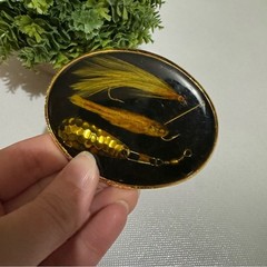 Von West USA Vintage Gold Fishing Lure Belt Buckle Mens Fisherman Outdoor Hobby