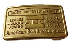 Belt Buckle, American Bowling Congress, Most Improved Average, 1968/69