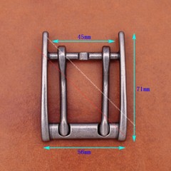 Men Heavy Wide Silver Double Pin Prong Leathercraft Belt Buckle Fits 45mm Strap