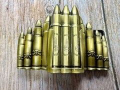 Bullet Rifle Rounds Skull Crossbones Lighter (Not Working) Large Belt Buckle