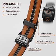 Zitahli Belt Men, Ratchet Dress with 30&Prime; to 36&Prime; Waist Adjustable, Black