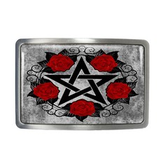 Rose Pentagram Belt Buckle – Gothic Pentagram Rectangle Belt Buckle – 940