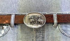 1983 Western Cowboy Bergamot Brass Works, INC. Belt Buckle