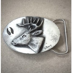 1977 Good Lad Products DePaolis Sculpted Deer Buck Pewter Belt Buckle