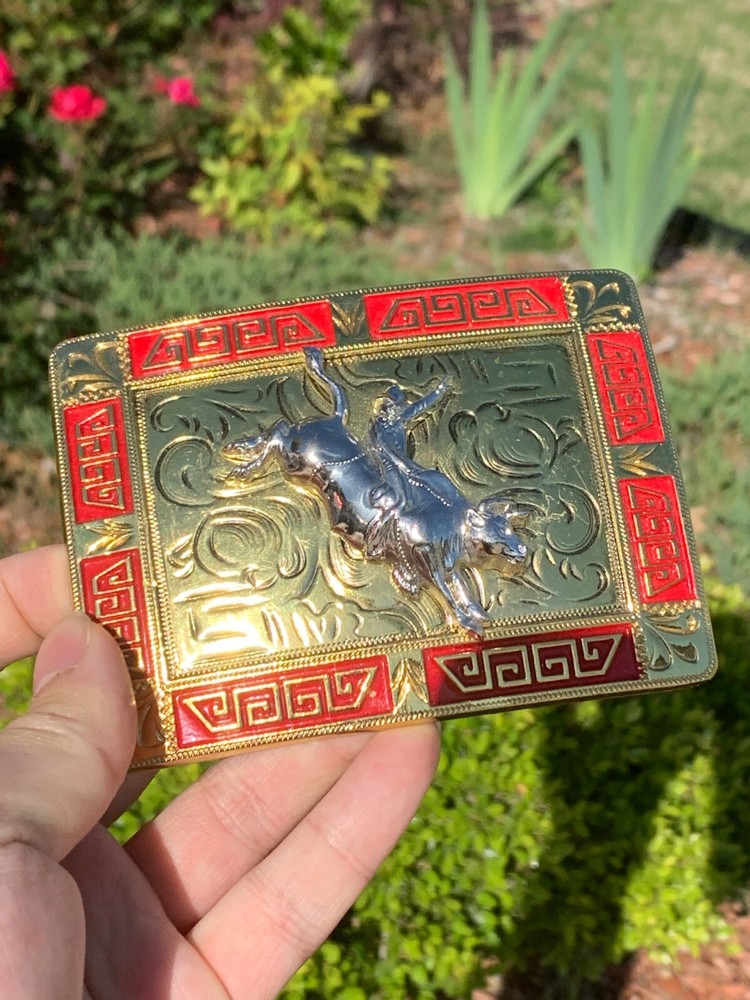 Western Buckle Gold Silver Red Bull Rider Cowboy Buckle Fit 2 » Hebilla Vaquero