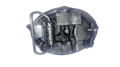 Pewter Belt Buckle Square Dance Couple Dancing Fiddle Banjo 1985 Siskiyou