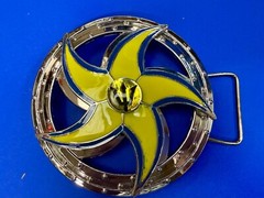 Spinning Arrow Yellow Star Circle Neptune Symbol Round Spinner Large Belt Buckle