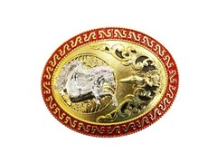 Western Buckle Gold Silver Red Running Horse Cowboy Buckle 2 » Hebillas Vaqueras