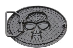 Men Women Buckle Silver Skull Skeleton Black Detail Big Size Gothic Biker Rider