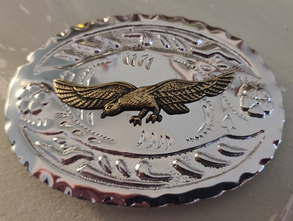 Brass Tone Eagle Stainless Steel Belt Buckle Hong Kong Made EUC!