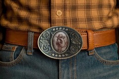 Raccoon Playing Harmonica Belt Buckle Antique Gold Fits 1.5 Inch Strap