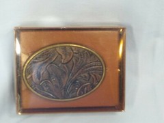 Oden Leaf Pattern USA Made 2 3/4 X 2 inches Belt Buckle in Box
