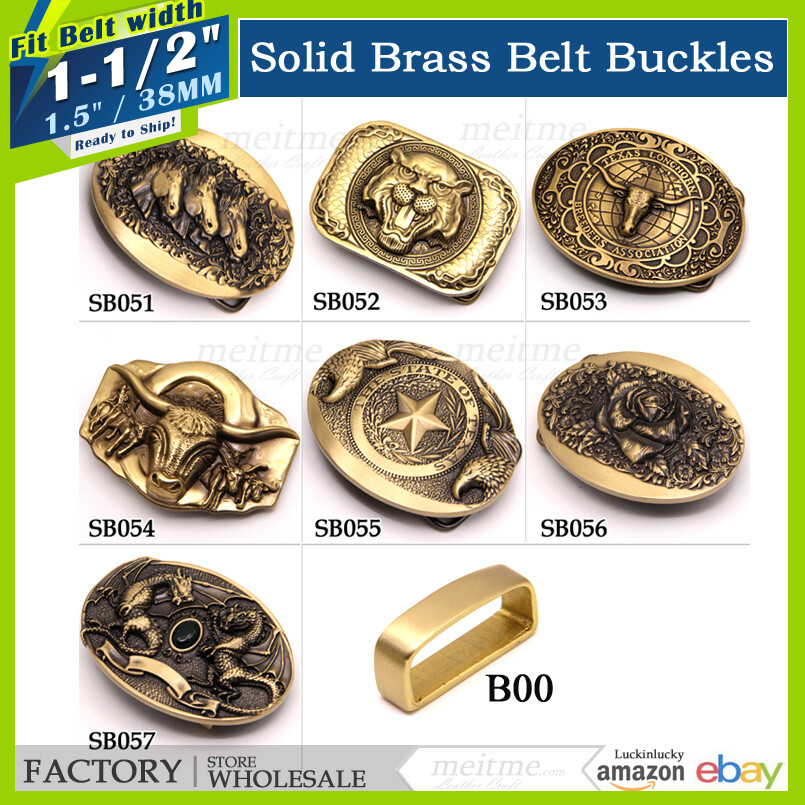 1 1/2 Belt Buckle Brass for men Vintage Works Buckles Pin Hippie Western DIY Lot