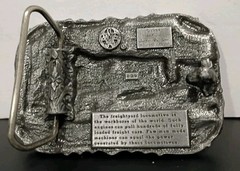 Vtg. belt buckle 1984 Siskiyou buckle freight yard locomotive Train Engine Mint!