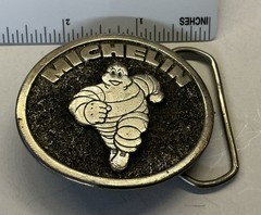 Vintage 80’s Michelin Man Tire Advertising Marketing Belt Buckle Made In USA VGC
