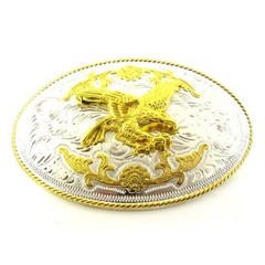 Western Cowboy Gold Eagle Motorcycle Biker Oval Metal Men Fashion Belt Buckle