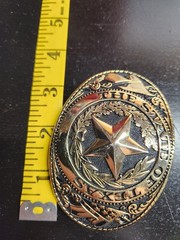 Texas Star Belt Buckle Gold Tone Oval Western Ranger Cowboy 3.25&Prime; x 2.5&Prime;