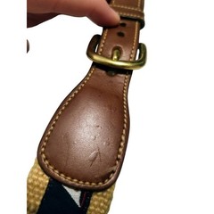 Dooney Bourke Novelty Sailboat Nautical Belt Tan Canvas Preppy 30 Woven Boating