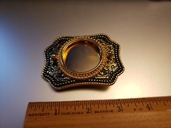 New Black & Gold Western Style Belt Buckle For Silver Dollar Or 39mm Stone NOS