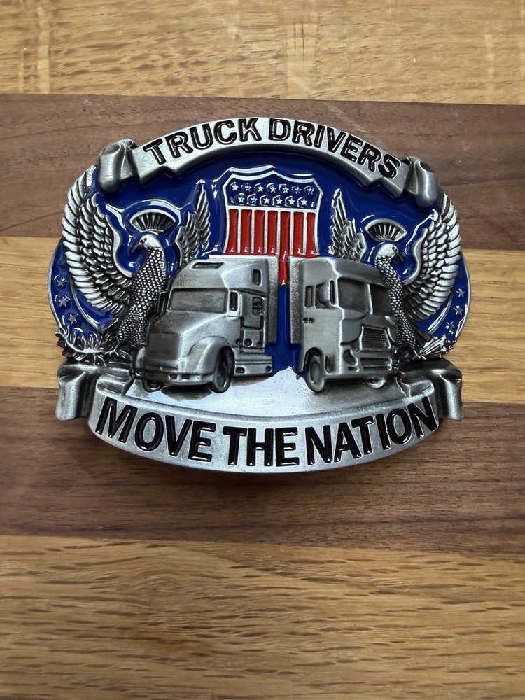 Truck Driver Belt Buckle Big Rig Semi Trucks American West USA Flag Free Ship