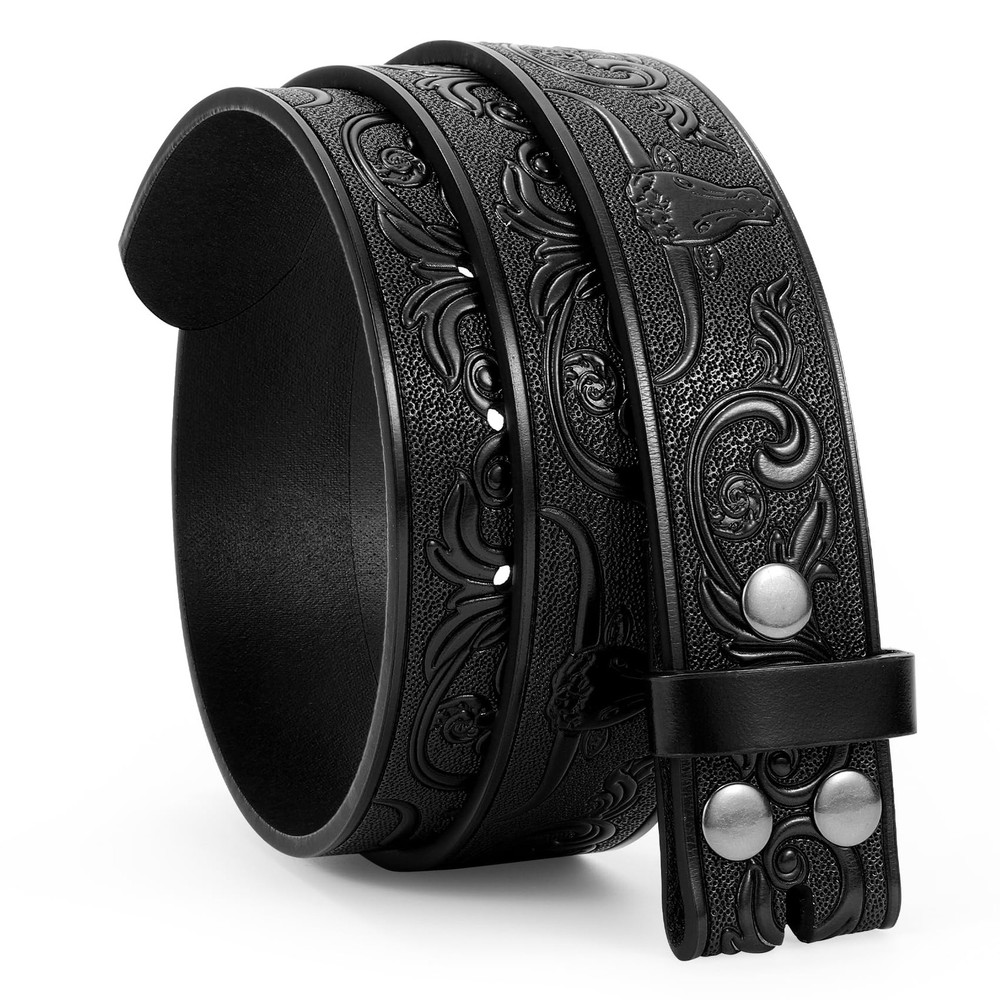 WERFORU Western Leather Belt Strap for Men Women Fit Size 33&Prime;-37&Prime;, A-black