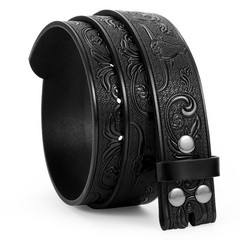WERFORU Western Leather Belt Strap for Men Women Fit Size 33&Prime;-37&Prime;, A-black