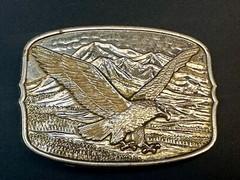 Patriotic Majestic American Bald Eagle Flying High Vintage Numbered Belt Buckle