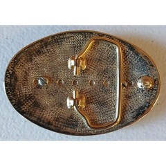 Vintage Brass Horse Head Belt Buckle with Porcelain Cameo 3.25&Prime; Western